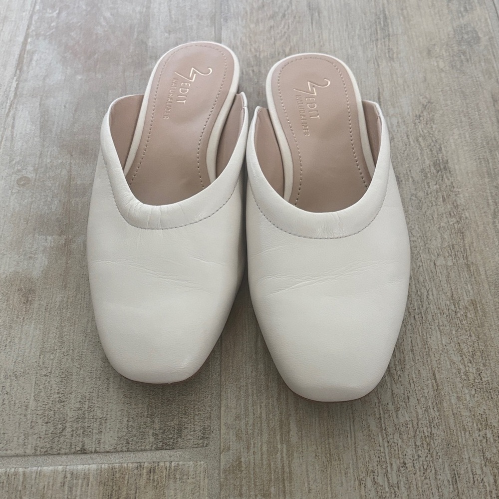 Naturalizer White Leather Slip-On Mule